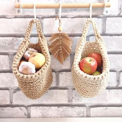 Fall hanging baskets Cottagecore room decor Fruits vegetable storage