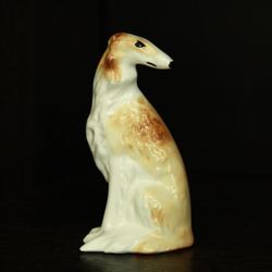 russian borzoi figurine dog ceramics handmade, statuette porcelain