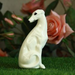 Greyhound figurine italian greyhound dog ceramics handmade, whippet statuette porcelain