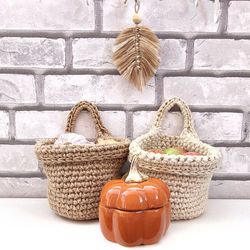 Halloween home decor Fall hanging baskets Fruits vegetable storage