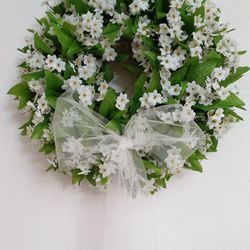 Summer/Fall wreath, Front door wreath, White flower wreath, Wedding wreath for front door, Wedding ceremony decor wreath