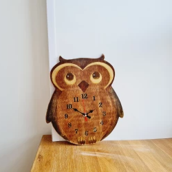 wooden owl clock with numbers cute wall clock nursery wall clock silent wall clock hand painted wall clock owl baby show