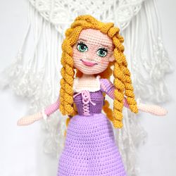 Crochet doll pattern PDF in English Amigurumi fairy doll Gift girl DIY Doll long hair