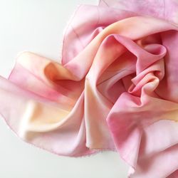 Pink handkerchief Tye dye floral scarf Hand painted women shawl Birthday gift for Mom Thankgiving Autumn sister gift