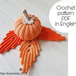 Pumpkin and leaves crochet pattern , leaves crochet pattern , crochet pattern , Pumpkin crochet pattern , diy crochet