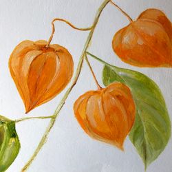 Physalis kitchen painting modern wall art Original oil painting 8x6 inches