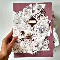 Huge wedding junk journals for sale Romantic love junk book handmade with lace Chunky roses notebook bridal complete
