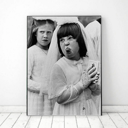 Girl showing tongue Vintage photo printable, Funny Vintage Photo Print, Black and White Photo, Photo Art Print, Wall Art