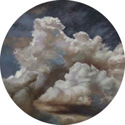 Storm cloud Original Oil painting Round wall art Landscape Realistic painting