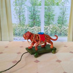 Tiger On A Cart. Doll Toy. Dollhouse Miniature.1:12 Scale.