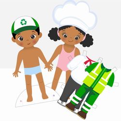 community helpers. occupation printable. black history kids activities. african american. paper dolls. coloring pages