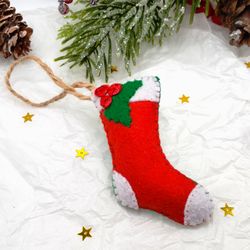 Mini christmas stocking, Christmas ornament for Advent Calendar, Felt Christmas Tree Decor