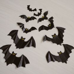 Halloween bats decor for wall or outdoor. Glitter Bats for Halloween decoration. Creepy vampire bats. Set for home decor
