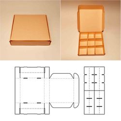 Flat box with dividers template, box with compartments, box with insert, box with inlay, SVG, PDF, Cricut, Silhouette