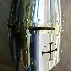 helmet HAND MADE Medieval Crusader Helmet Templar Knight Helmet Silver Finish Crusader Helmet