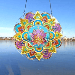 Suncatcher Stained Glass Mandala Lotus art Window Decoration Meditation Yoga