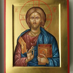 icon jesus christ pantocrator hand painted icon lord orthodox icon original egg tempera on wood with gold leaf
