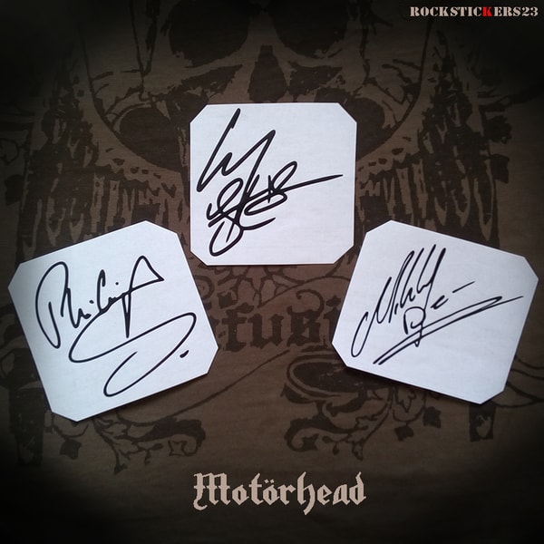 Motorhead autographs vinyl stickers Lemmy Kilmister, Phil Ca | Inspire ...