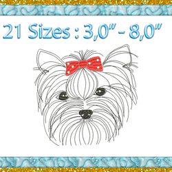 Yorkshire terrier bow machine Embroidery design Instant Download