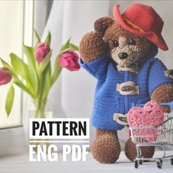 Plush bear Paddington, Crochet pattern, PDF ENGLISH
