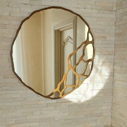 Irregular mirror Decorative wall mirror Asymmetric mirror bronze frame Designer mirror