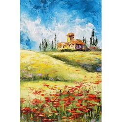 tuscany painting landscape original artwork oil painting 12 by 8 inch by oksana stepanova