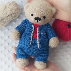 OOAK Collectable Teddy Bear 7,6 inches/ Plush teddy bear/ Totem animal toy/ Artist plush animal/ Stuffed handmade bear
