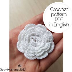 Flower rose crochet pattern, Flower crochet pattern , Multilevel flower crochet pattern , crochet motif , crochet flower