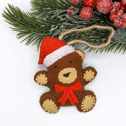 Bear Christmas ornament, Replacement decoration for Felt Advent Calendar, Christmas Tree Decor