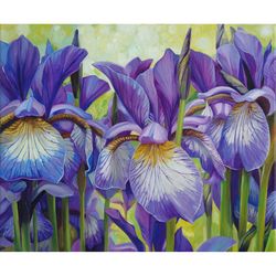 Purple Iris Original oil painting Flowers painting Impressionist art Iris decor