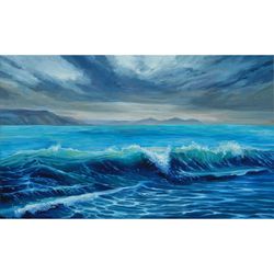 Seascape Original Oil painting Sea home wall decor Sea art Ocean waves Landscape