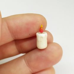 Miniature white candle Handmade