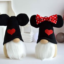 Gnome Mickey Mouse and Mini Mouse plush toy