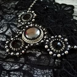 Black and silver Woven Necklace for Women