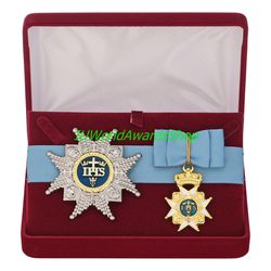Badge and star of the Order of the Seraphim in a gift box. Sweden. Dummies, copies