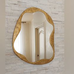 Wavy wall mirror gold Cloud wall mirror gold Designer irregular mirror