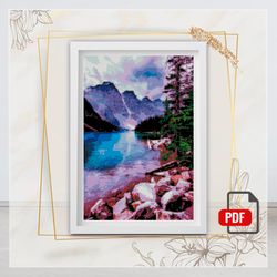 banff nation park cross stitch pattern, cross stitch world, needlepoint kits, cross pattern, cross designs