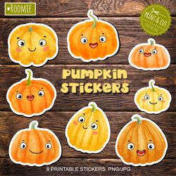 Halloween Pumpkin Printable Stickers for Cricut, Silhouette, DIY pumpkin stickers, decals