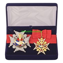 Badge and star of the Order of Saint Januarius in a gift box. Kingdom of the Two Sicilies. Dummies, copies