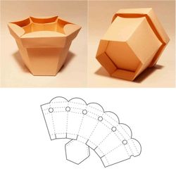Flower pot box template, flower box, paper flower pot, pot box, flower gift box, SVG, DXF, PDF, Cricut, Silhouette