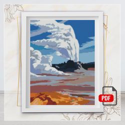 yellowstone nation park cross stitch pattern, cross stitch world, needlepoint kits, cross pattern, cross designs