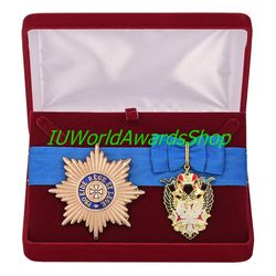 Badge and star of the Order of the White Eagle in a gift box. Russian empire. Dummies, copies