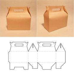 gable box template, gable gift box, gift box with handle, favor box with handle, svg, dxf, pdf, cricut, silhouette