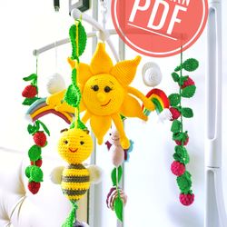 crochet baby mobile pattern, baby crib toys, nursery decor, baby shower
