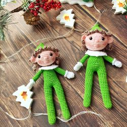 christmas elf pattern, crochet elf, amigurumi elf 7 inch (15cm)