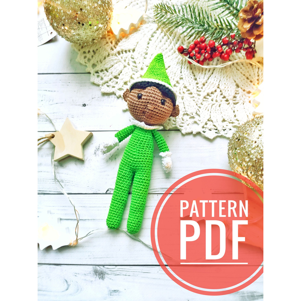 Christmas Elf PATTERN, Crochet Elf, Amigurumi Elf 7 inch (15cm)