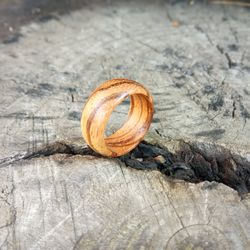 Zebra Wood Ring, Handmade Wood Ring, Custom Wood Ring, Mens Wood Ring, Wooden Womens Band, Womens Wooden Ring, brown rin