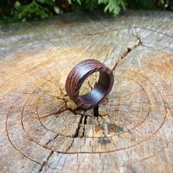 Wenge Wood Rings for His and Her, Simple Wood Ring, Black Men Ring, Black Women Ring, Wood Rings, Natural Wood Wedding R
