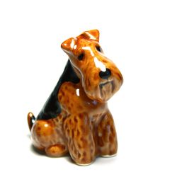 figurine Welsh terrier, airedale terrier dog ceramics handmade,  statuette porcelain