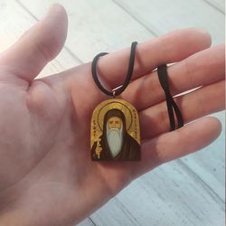 saint kyrillos | icon necklace | wooden pendant | jewelry icon | orthodox icon | christian saint